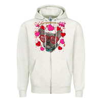 Oatmeal Heather Valentine's day french bulldog puppy Zipper Hoodie - RanaPortraitStore