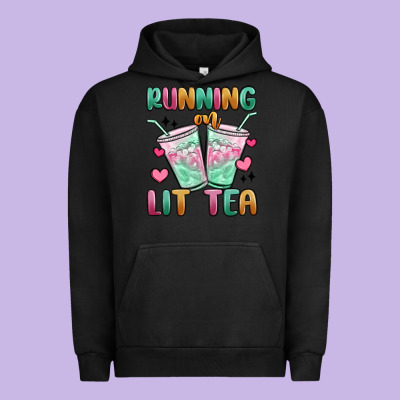 Running On Lit Tea Urban Hoodie Designed By Maliassmallbusiness