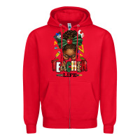 Red teacher life afro messy bun Zipper Hoodie - texasbilliewilder