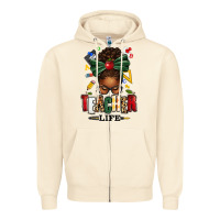 Sandshell teacher life afro messy bun Zipper Hoodie - texasbilliewilder