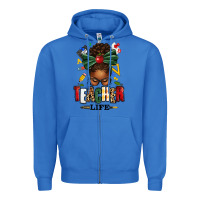 True Royal teacher life afro messy bun Zipper Hoodie - texasbilliewilder