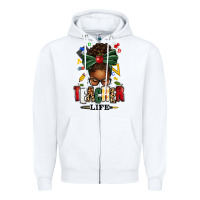 White teacher life afro messy bun Zipper Hoodie - texasbilliewilder
