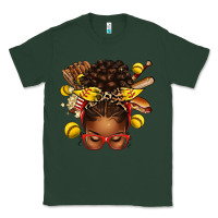 Sports Green softball afro messy bun Classic Tee - texasbilliewilder