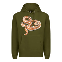 Army Green Rosy Boa Snake Illustrations Premium Hoodie - LillyAllenDesigns