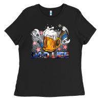 Black dad life beer and tools Ladies Tee - BarkalooDesign