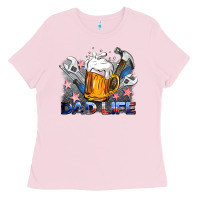 Bubblegum Pink dad life beer and tools Ladies Tee - BarkalooDesign