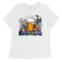 White dad life beer and tools Ladies Tee - BarkalooDesign