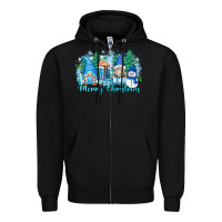 Black merry christmas snowman gnomes Zipper Hoodie - Zillion Design Studio