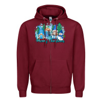Burgundy merry christmas snowman gnomes Zipper Hoodie - Zillion Design Studio