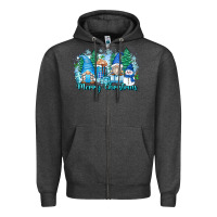 Charcoal Heather merry christmas snowman gnomes Zipper Hoodie - Zillion Design Studio