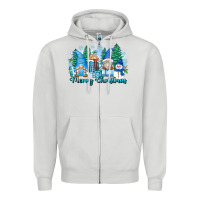 Dove Grey merry christmas snowman gnomes Zipper Hoodie - Zillion Design Studio