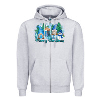 Heather Grey merry christmas snowman gnomes Zipper Hoodie - Zillion Design Studio
