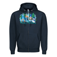 Navy merry christmas snowman gnomes Zipper Hoodie - Zillion Design Studio