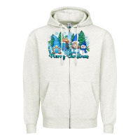 Oatmeal Heather merry christmas snowman gnomes Zipper Hoodie - Zillion Design Studio