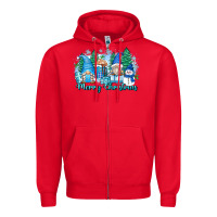 Red merry christmas snowman gnomes Zipper Hoodie - Zillion Design Studio