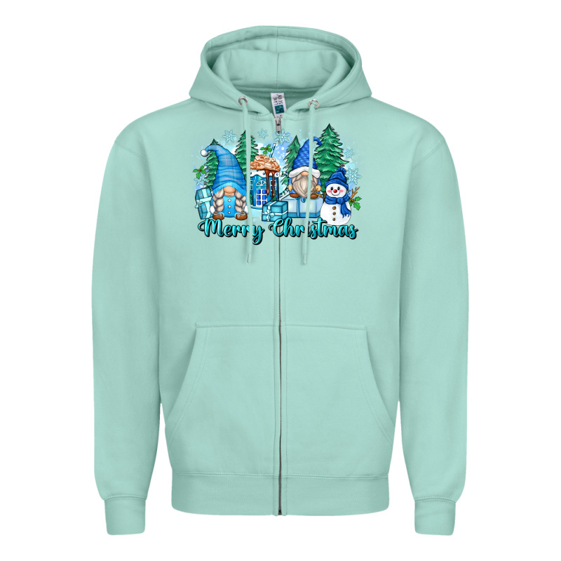 Merry Christmas Snowman Gnomes Zipper Hoodie by Zillion Design Studio | Teevron
