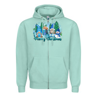 Seafoam merry christmas snowman gnomes Zipper Hoodie - Zillion Design Studio