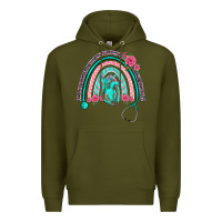Army Green nurse life spring stethoscope heart rainbow Premium Hoodie - BarkalooDesign