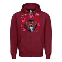 Burgundy Valentine's day havanese dog Zipper Hoodie - RanaPortraitStore