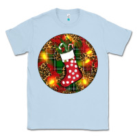 Dusty Blue Santa Stocking Christmas Classic Tee - RanaPortraitStore