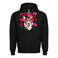Black Valentine's day husky Zipper Hoodie - RanaPortraitStore