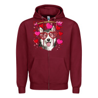 Burgundy Valentine's day husky Zipper Hoodie - RanaPortraitStore