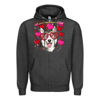 Charcoal Heather Valentine's day husky Zipper Hoodie - RanaPortraitStore
