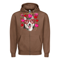 Chestnut Valentine's day husky Zipper Hoodie - RanaPortraitStore