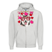 Dove Grey Valentine's day husky Zipper Hoodie - RanaPortraitStore