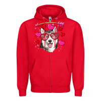 Red Valentine's day husky Zipper Hoodie - RanaPortraitStore