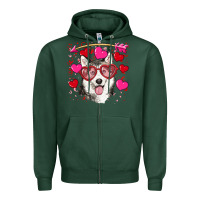 Sports Green Valentine's day husky Zipper Hoodie - RanaPortraitStore
