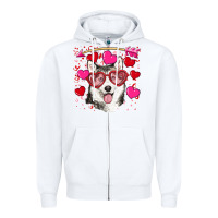 White Valentine's day husky Zipper Hoodie - RanaPortraitStore