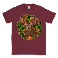Burgundy Christmas Reindeer Classic Tee - RanaPortraitStore