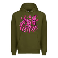 Army Green hope breast cancer butterfly Premium Hoodie - Jasminsmagicworld