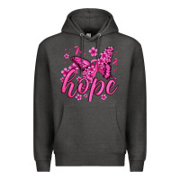 Charcoal Heather hope breast cancer butterfly Premium Hoodie - Jasminsmagicworld