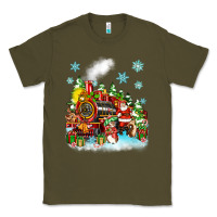 Army Green christmas santa and friends train Classic Tee - Zillion Design Studio