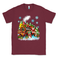 Burgundy christmas santa and friends train Classic Tee - Zillion Design Studio