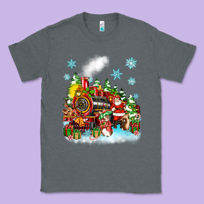 Christmas Santa And Friends Train Classic Tee Designed By Zillion Design Studio
