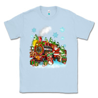 Dusty Blue christmas santa and friends train Classic Tee - Zillion Design Studio