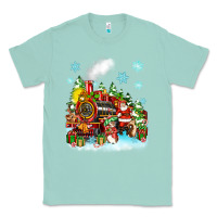 Seafoam christmas santa and friends train Classic Tee - Zillion Design Studio