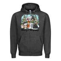 Charcoal Heather merry christmas gnomes Zipper Hoodie - Zillion Design Studio