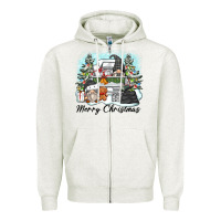 Oatmeal Heather merry christmas gnomes Zipper Hoodie - Zillion Design Studio