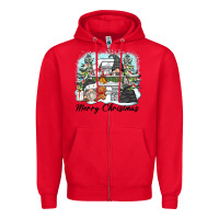 Red merry christmas gnomes Zipper Hoodie - Zillion Design Studio