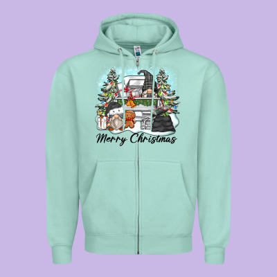 Merry Christmas Gnomes Zipper Hoodie Designed By Zillion Design Studio