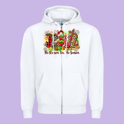 Jesus The Reason For The Season Zipper Hoodie Designed By Zillion Design Studio