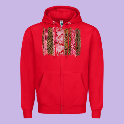 Zipper Hoodie valentine's day love brushstrokes