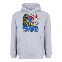Heather Grey red white rawr Heavyweight Hoodie - Zillion Design Studio
