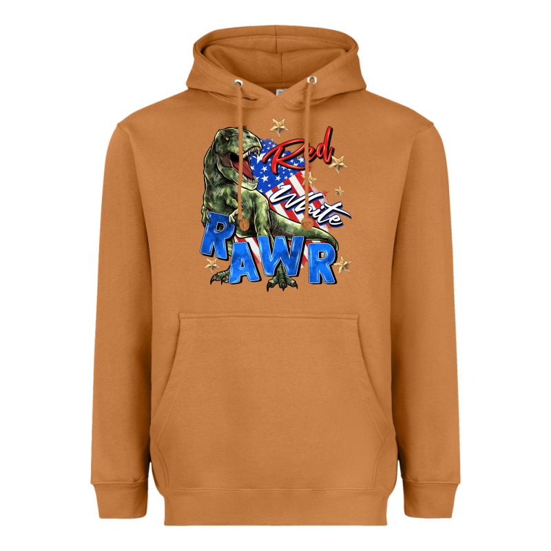 Red White Rawr Heavyweight Hoodie by Zillion Design Studio | Teevron