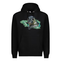 Black Sea Seal Face Illustrations Premium Hoodie - LillyAllenDesigns
