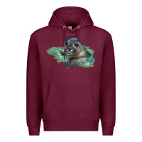 Burgundy Sea Seal Face Illustrations Premium Hoodie - LillyAllenDesigns